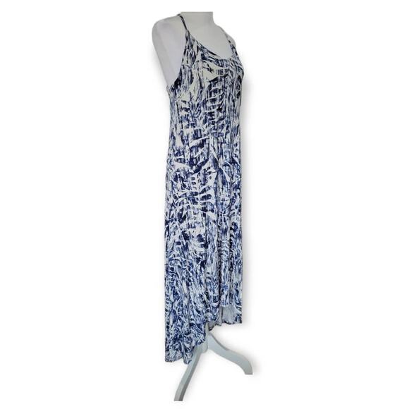 Cynthia Rowley Blue & White Abstract‎ Leaf Hi-Low Maxi Dress – Size M - Picture 8 of 10